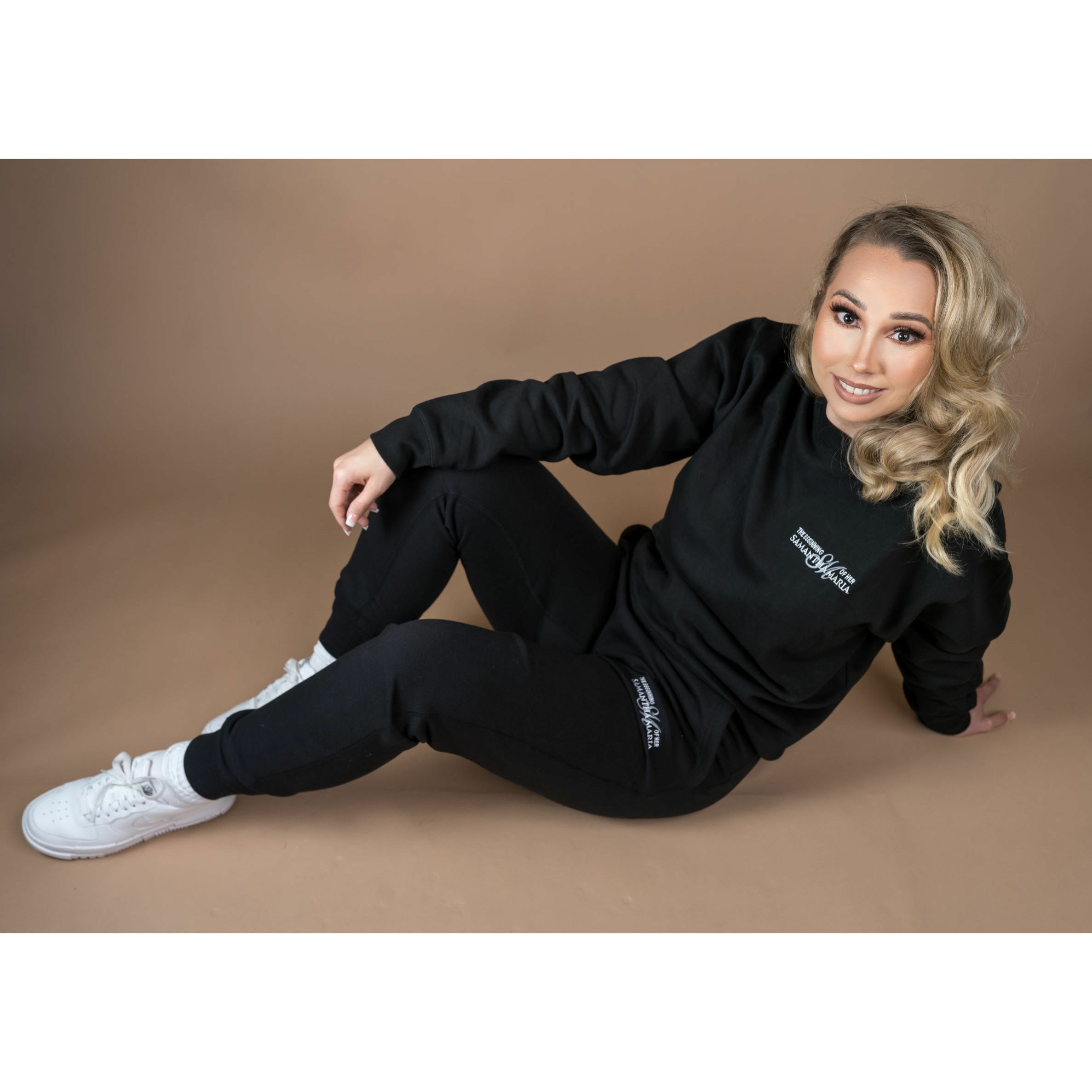 The Beginning of Her Unisex Embroidered Fleece Joggers in Black