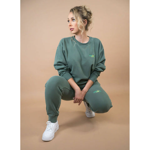 The Beginning of Her Unisex Embroidered Fleece Joggers in Alpine Green