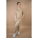 The Beginning of Her Unisex Embroidered Fleece Joggers in Sandstone