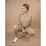 The Beginning of Her Unisex Embroidered Fleece Joggers in Sandstone