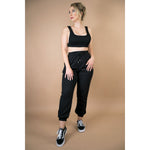 Cozy Chill Day Waffle Joggers in Black