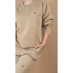 The Beginning of Her Unisex Embroidered Fleece Joggers in Sandstone